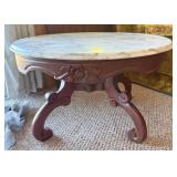 Round Marble-Top Coffee Table w/Wood Base