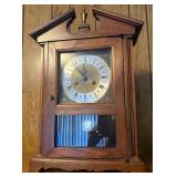 German Mantel Clock w/Glass Panels & Key