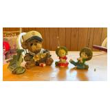 Ceramic Fishing Kids, Sailor Bear & Fish Figures