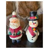 Santa & Snowman Holiday Wax Figures Pair