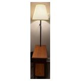 Wood Table With Attached Lamp