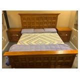 King-Size Wooden Bed Frame with Panels