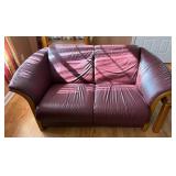 Two-Seat Leather Sofa w/Wood Trim