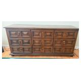 Drexel Walnut 9-Drawer Dresser w/ Brass Pulls
