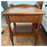 Wood Side Table w/ Drawer & Shelf
