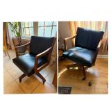 2 Wood & Black Vinyl Office Chairs