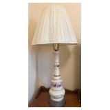 Porcelain Table Lamp w/ Floral Motif & Shade