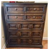 Drexel Wood Chest w/ Brass Pulls, 7 Drawers