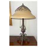 Iron Scroll Table Lamp w/ Glass Shade