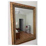 Gold-Tone Wood Wall Mirror w/Beveled Edge