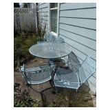 Metal Mesh Patio Table w/ 4 Chairs, Blue Finish