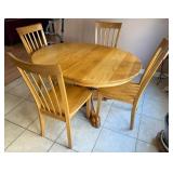 Oak Dining Table w/4 Chairs, Paw Feet Pedestal
