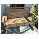 Wood Outdoor Glider Bench w/ Armrests