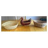 3 Woven Baskets, Duck Basket