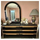 Black Dresser w/ Mirror and Six Drawers
