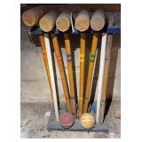 Wooden Croquet Set w/Mallets and Balls