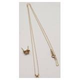 14K Gold Necklace w/Pendant & Studs
