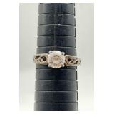 Sterling Filigree Ring w/Clear Stone