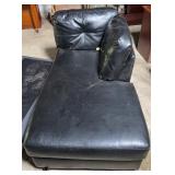 Black Faux Leather Chaise Lounge w/Cushions