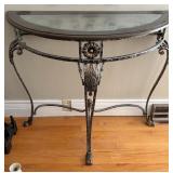 Metal & Glass Demilune Console Table