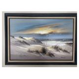 Remington Coastal Dunes Sunset Painting Framed