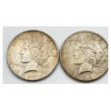 1923 & 1925 US Peace Silver Dollars