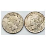 1922-S & 1923 Peace Silver Dollars