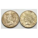 1922 & 1925 Peace Silver Dollar Coins w/Eagle