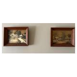 Pair Framed Rustic Landscape Prints w/Wood Frames