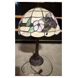 Stained Glass Table Lamp w/ Floral Motif