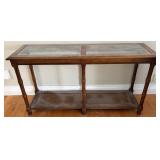 Wood Console Table w/ Glass Insets, Two Shelves