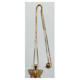 14K Gold Butterfly Pendant Necklace - 2.25g