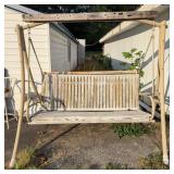 Outdoor Metal Frame and Wood Porch Swing