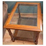 Wood & Glass Side Table w/ Shelf