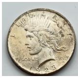 1923 Peace Silver Dollar w/Promo Sticker