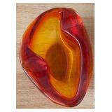 Murano Style Amber Red Art Glass Bowl