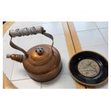 Copper Kettle w/ Porcelain Handle & Chokin Plate
