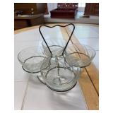 Glass Snack Bowls w/ Metal Carrier