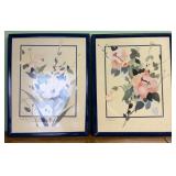 Pair Floral Watercolor Prints by Henderson