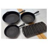 Cast Iron Skillets & Cornbread Pan Set