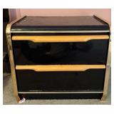 Black Two-Drawer Chest w/ Wood Handles & Trim