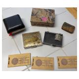 Vintage Boxes, Ephemera, Travel Clock+