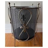 Metal Mesh Wastebasket w/ Fleur-de-Lis Detail
