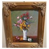 Framed Floral Still Life Oil Painting