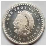 One Troy Ounce .999 Fine Silver Aztec Coin