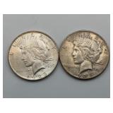 1923 & 1935 Peace Silver Dollars