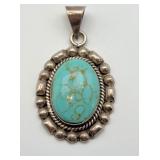 Sterling Silver Pendant w/ Turquoise Cabochon