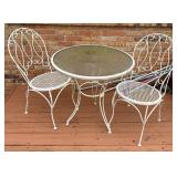 Metal Bistro Set with Glass Top