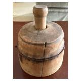 Carved Wooden Butter Mold with Handle