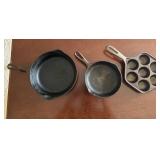 Three Cast Iron Cookware Pieces